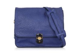 BALENCIAGA - A BLUE LEATHER PADLOCK BAG