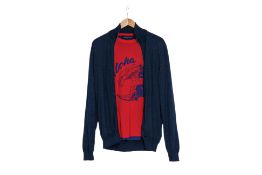 LOUIS VUITTON - A BLUE KNIT SWEATER AND REVERSIBLE T-SHIRT