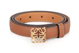 LOEWE - A BROWN LEATHER 'ANAGRAM' BELT