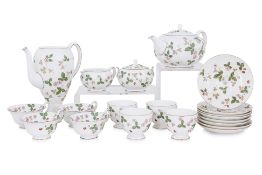 A WEDGWOOD 'WILD STRAWBERRY' PATTERN TEA AND COFFEE SERVICE FOR FOUR