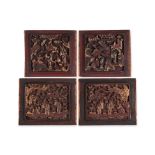 TWO PAIRS OF CARVED GILT WOOD PANELS