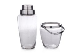A WMF SILVER PLATE COCKTAIL SHAKER AND ICE BUCKET