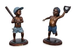 DAVID GINZTON (AMERICAN, B. 1948) - BRONZE BOYS PLAYING BASEBALL
