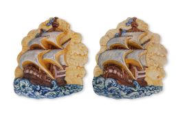 A PAIR OF BESWICK POTTERY 'GALLEON' WALL PLAQUES