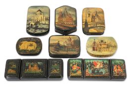 A LARGE GROUP OF RUSSIAN LACQUER BOXES