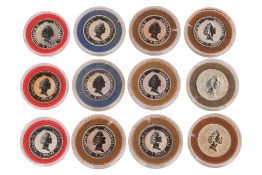 A GROUP OF 12 AUSTRALIAN 1 TROY OZ FINE SILVER COINS