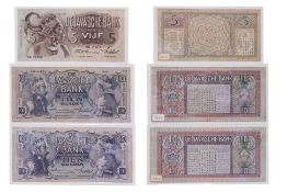 DUTCH EAST INDIES, 1939, 5/10 GULDEN BANKNOTES