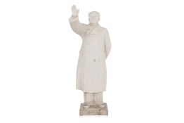 A CHINESE BISCUIT PORCELAIN FIGURE OF MAO ZEDONG