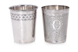 TWO FRENCH SILVER BEAKERS