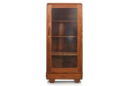 AN ART DECO STYLE TEAK CRYSTAL CABINET