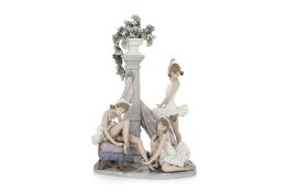 A LARGE LADRO PORCELAIN MODEL OF BALLERINAS