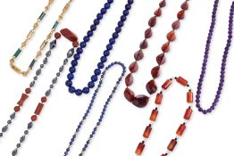 A GROUP OF ASSORTED SEMI-PRECIOUS NECKLACES