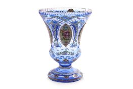 A LARGE FLORAL DECORATED BOHEMIA CRYSTAL GLASS VASE