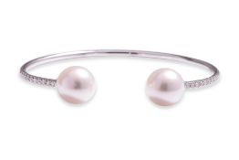 A SOUTH SEA CULTURED PEARL AND DIAMOND CUFF BANGLE BY AUTORE PEARLS