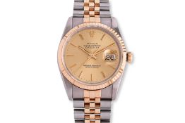 A ROLEX STAINLESS STEEL AND GOLD DATEJUST AUTOMATIC BRACELET WATCH