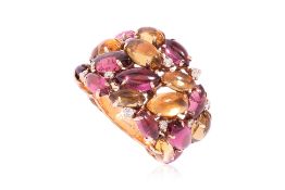 A MULTI-GEM AND DIAMOND SET 'COCKTAIL' RING
