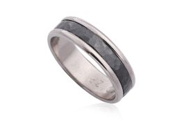 A BLACK ZIRCONIUM AND WHITE GOLD RING