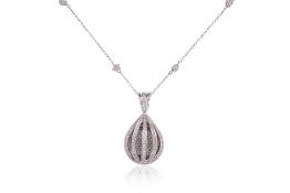 A DIAMOND PENDANT WATCH BY MONDIAL ON A CHAIN