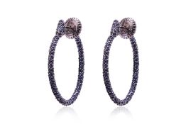 A PAIR OF BLUE SAPPHIRE HOOP EARRINGS BY ROBERTO DEMEGLIO