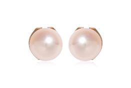 A PAIR OF AKOYA CULTURED PEARL STUD EARRINGS