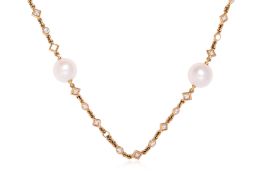 A SOUTH SEA CULTURED PEARL AND DIAMOND NECKLACE BY AUTORE PEARLS