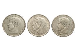 GUATEMALA REPUBLIC, 1 PESO 1866; 1867; 1871 (3)