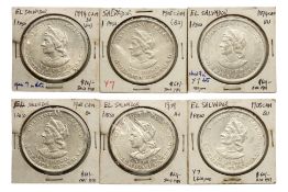 EL SALVADOR, REPUBLIC, 1 PESO 1894-1909 (6)