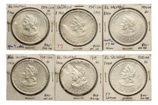 EL SALVADOR, REPUBLIC, 1 PESO 1894-1909 (6)