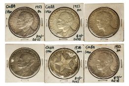 CUBA REPUBLIC, 1 PESO 1934; 1953 (6)