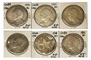 CUBA REPUBLIC, 1 PESO 1934; 1953 (6)