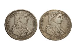 CHILE FERDINAND VII 8 REALES 1809 FJ; 1810 FJ (2)