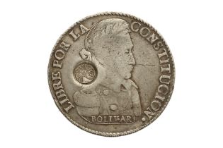GUATEMALA COUNTERMARKED BOLIVIA 8 SOLES 1834