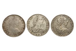 BOLIVIA CHARLES III 8 REALES 1773 JR; 1774 JR; 1778 PR (3)