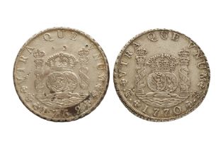 BOLIVIA CHARLES III 8 REALES 1769 JR; 1770 JR (2)
