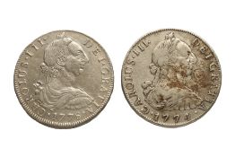 BOLIVIA CHARLES III 8 REALES 1774 JR; 1778 PR (2)