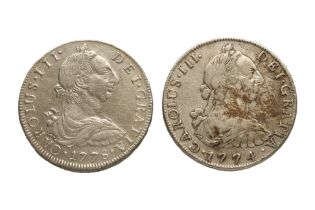 BOLIVIA CHARLES III 8 REALES 1774 JR; 1778 PR (2)