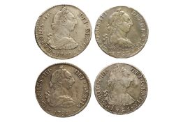 BOLIVIA CHARLES III 8 REALES 1781; 1783; 1786; 1788 PR (4)