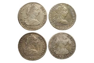 BOLIVIA CHARLES III 8 REALES 1781; 1783; 1786; 1788 PR (4)