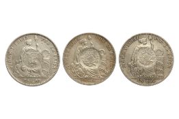 GUATEMALA, PERU 1 SOL WITH 1894 COUNTERMARK (3)