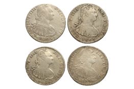 BOLIVIA CHARLES IV 8 REALES 1796; 1805; 1806; 1808 (4)