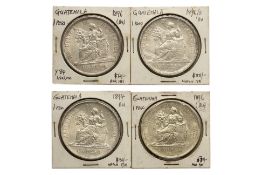 GUATEMALA, 1 PESO 1894-1896 INCL. OVERDATE (4)