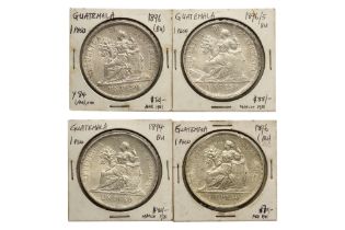 GUATEMALA, 1 PESO 1894-1896 INCL. OVERDATE (4)