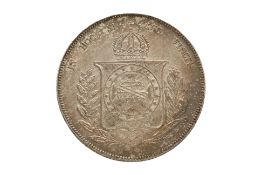 PORTUGAL AZORES COUNTERMARKED BRAZIL 1000 REIS 1865