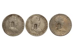 PORTUGAL MARIA II, COUNTERMARKED MEXICO 8 REALES (3)