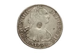 GEORGE III COUNTERMARKED MEXICO 8 REALES 1794