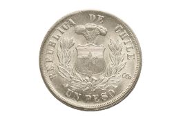 CHILE REPUBLIC 1 PESO 1885 SO
