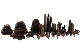 A GROUP OF WOOD STANDS