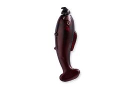 A RUBY GLASS FISH-FORM SNUFF BOTTLE