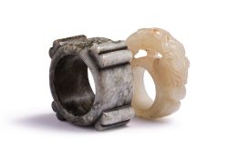 TWO JADE RING-FORM CARVINGS