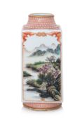 A FAMILLE ROSE PORCELAIN CONG VASE